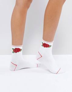 Спортивные носки с розами Monki - Белый