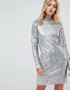 Платье с высоким воротом и пайетками Cheap Monday - Серебряный