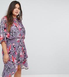 Simply Be Floral Velvet Wrap Dress - Мульти