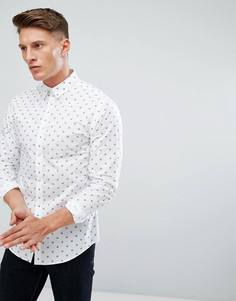 Приталенная премиум-рубашка с принтом черепа Jack & Jones - Белый