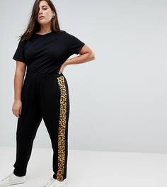 Брюки-галифе с анималистичным принтом по бокам ASOS CURVE - Черный