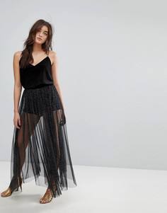 Юбка макси из тюля Free People - Черный