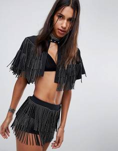 Кейп с кисточками и заклепками Jaded London Co-Ord - Черный