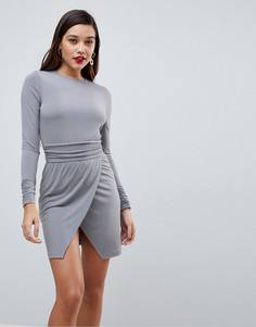 Платье мини с запахом ASOS - Серый
