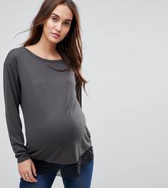 Лонгслив с кружевной отделкой New Look Maternity - Серый