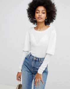 Трикотажный топ New Look - Кремовый