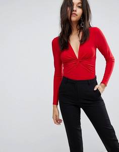 Боди с перекрученной отделкой спереди Miss Selfridge - Красный