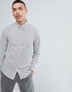 Темно-синяя рубашка со сплошным принтом Lindbergh - Синий