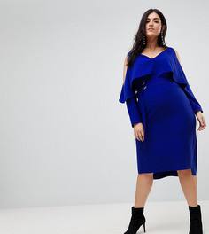 Платье миди с оборками River Island Plus - Синий