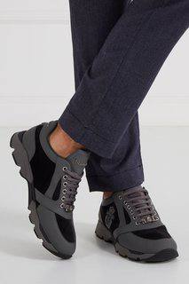 Серые кроссовки с бархатными вставками Billionaire