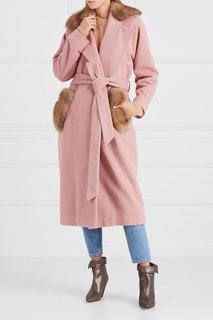 Розовое пальто из кашемира с мехом куницы Dreamfur