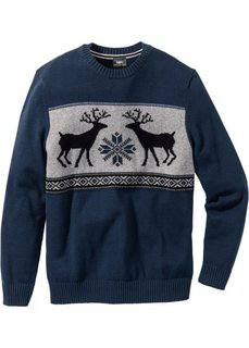 Пуловер Regular Fit с круглым вырезом (темно-синий) Bonprix