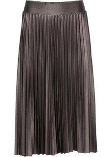 Плиссированная юбка с металлическим отливом (серо-коричневый металлик) Bonprix