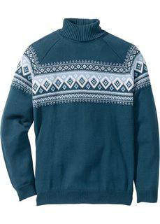 Пуловер с высоким воротником Regular Fit (серо-синий) Bonprix