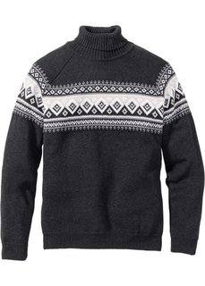 Пуловер с высоким воротником Regular Fit (антрацитовый меланж) Bonprix