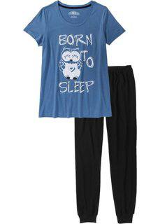 Пижама (черный/синий джинсовый с рисунком) Bonprix