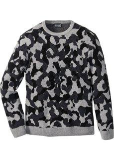 Пуловер Slim Fit из переработанного хлопка (серый с камуфляжным рисунком) Bonprix
