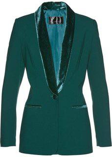 Пиджак с бархатными лацканами (насыщенный зеленый) Bonprix