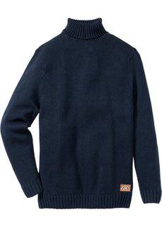 Пуловер Regular Fit с высоким воротником (темно-синий меланж) Bonprix