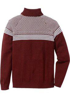 Пуловер Regular Fit с высоким воротом (кленово-красный) Bonprix