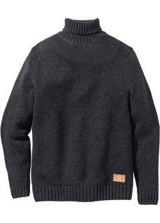 Пуловер Regular Fit с высоким воротником (антрацитовый меланж) Bonprix
