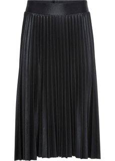 Плиссированная юбка с металлическим отливом (черный металлик) Bonprix