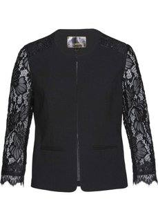 Блейзер с кружевом (черный) Bonprix