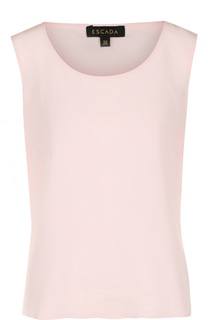 Шелковый топ прямого кроя с круглым вырезом Escada
