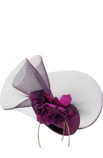 Соломенная шляпа с декором в виде цветка и сеточкой Philip Treacy
