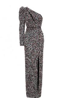 Платье-макси с высоким разрезом и пайетками Elie Saab