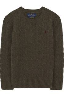 Пуловер из шерсти и кашемира фактурной вязки с логотипом бренда Polo Ralph Lauren