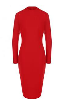 Приталенное шерстяное платье-миди с длинным рукавом Ralph Lauren