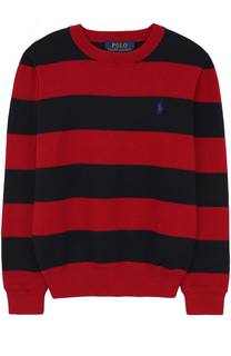Пуловер из хлопка в полоску с логотипом бренда Polo Ralph Lauren
