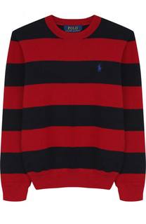 Пуловер из хлопка в полоску с логотипом бренда Polo Ralph Lauren
