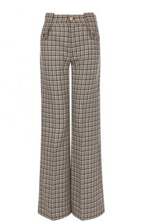 Шерстяные расклешенные брюки в клетку Marc Jacobs