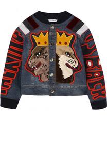 Джинсовая куртка с эластичными манжетами и аппликациями Dolce &amp; Gabbana