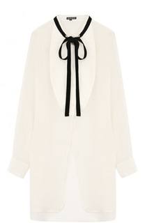 Удлиненная блуза свободного кроя из смеси шерсти и льна Ann Demeulemeester