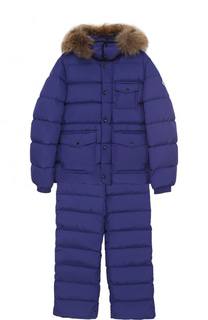 Пуховый комплект из куртки с капюшоном и комбинезоном Moncler
