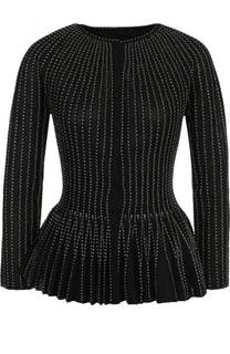 Приталенный шелковый кардиган с круглым вырезом и укороченным рукавом Alexander McQueen