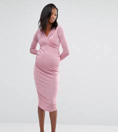 Облегающее платье для беременных с запахом спереди Missguided Maternity - Фиолетовый
