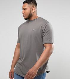Удлиненная меланжевая футболка с асимметричный краем Le Breve PLUS - Серый