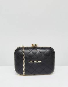 Структурированный стеганый клатч с ремешком Love Moschino - Черный