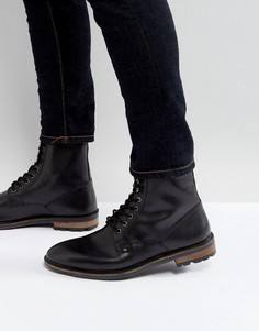 Черные кожаные ботинки в стиле милитари на шнуровке Ben Sherman - Черный