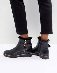 Кожаные ботинки на плоской подошве с молнией сбоку и пряжкой Carvela - Черный