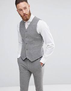 Серый приталенный жилет в ломаную клетку ASOS Wedding - Серый