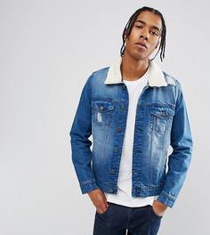 Выбеленная джинсовая куртка с искусственным мехом Brooklyn Supply Co - Синий