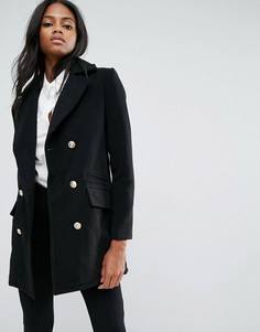 Черное короткое пальто в стиле милитари из искусственной шерсти Missguided - Черный