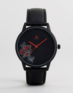 Черные часы с темным цветочным узором ASOS - Черный