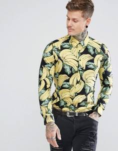 Узкая рубашка с банановым принтом Devils Advocate - Желтый