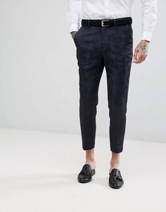 Укороченные брюки скинни с принтом в стиле барокко Devils Advocate - Темно-синий